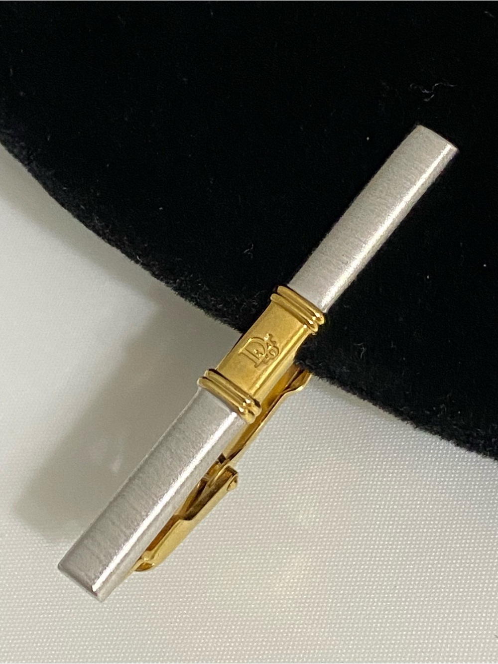 Dior Vintage Tie Clip Bar Christian Silver/Gold-tone Men's
